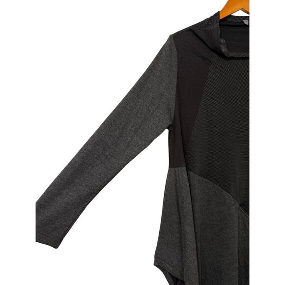 Alembika Asymmetric Tunic Top Black Long Slv Mixed Fabric/Pattern Size 3|US 8-10 - Picture 5 of 14
